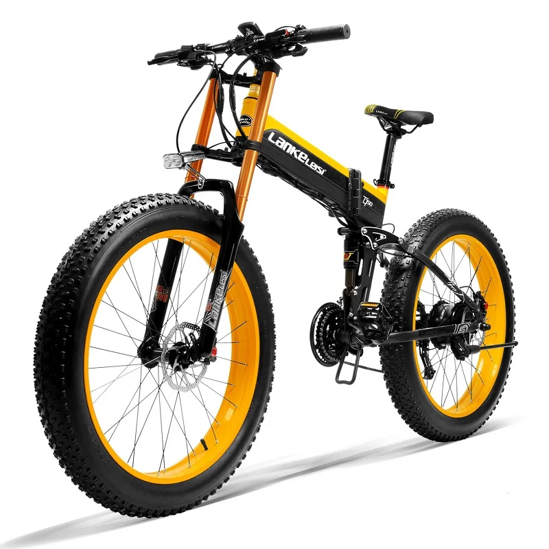 EU Quality LANKELEISI 26 inch Fat Tire Foldable Electric Bike 1000W Folding E-bike with 48V 13AH Panasoni'c Lithium Battery