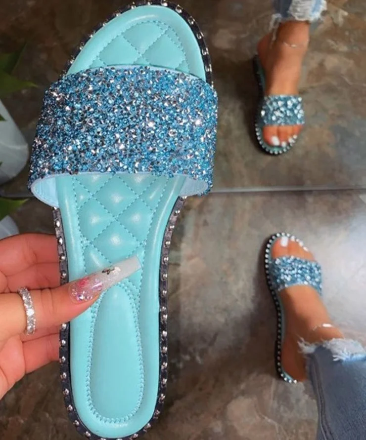 

Bling Glitter Slides Women Flat Sandals Soft Rubber Beach Slippers Women's Sandals Casual shoes, Black yellow blue gold silver orange