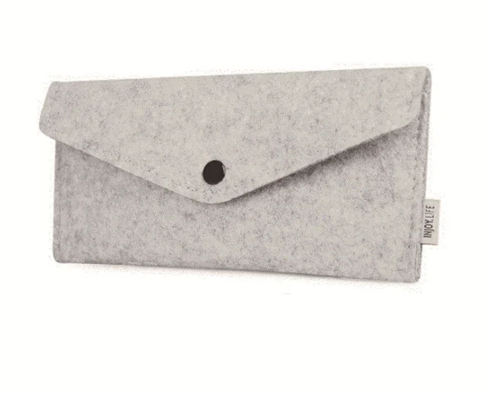 

High quality handmade women card holder wallet felt coin purse clutch, Grey,customized