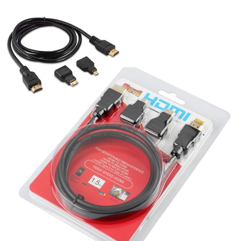 

Senye HDMI cable 3 in 1 with mini hdmi and micro hdmi converters Male to Male cable 1.5m for video camera, tablet PC to TV