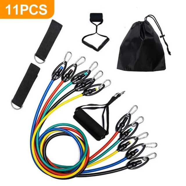 

11PCS Indoor Pull Rope Tube Resistance Bands Set Fitness Elastic Rubber Band