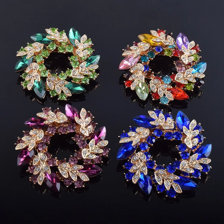 

New Arrival Big Flower Crystal Jewelry Bouquet Rhinestone Fashion Women Alloy Brooch Pin