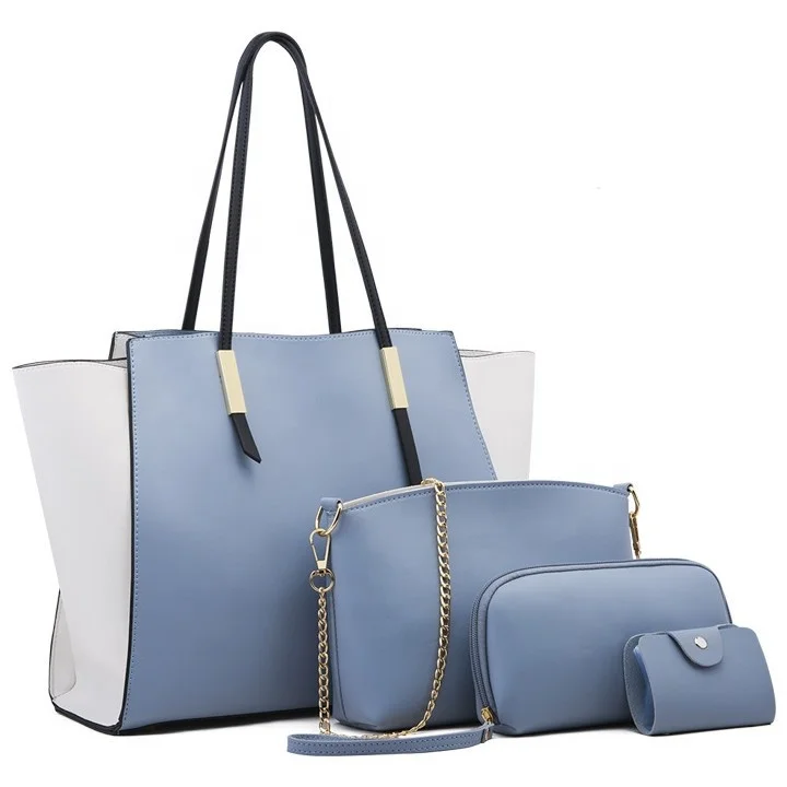 

Splicing Color Contrast Dual Purpose Designer Ladies PVC Tote Bag Luxury Handbags Set For Shopping Party