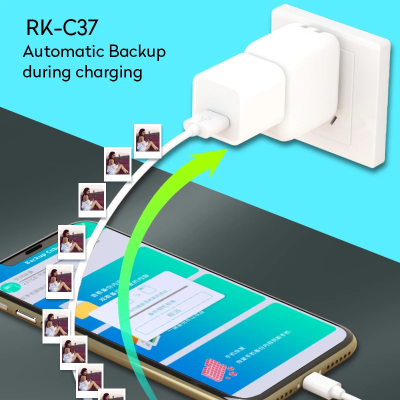 

RK-C37 lazy automatic backup smart charging heads adapter free SD card capacity expanding tool for iPhone support power bank