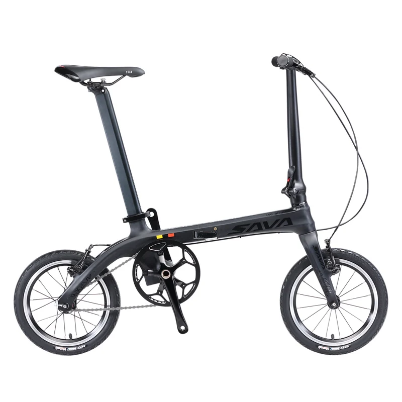

Hot 14" inch Carbon Fiber Frame Foldable Bicycle Mini Fixed Gear City Carbon Fiber Folding Bike Single Speed, Black