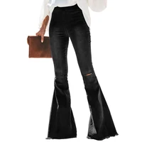 

Black Distressed Long Ladies Pants Bell Bottom Jeans