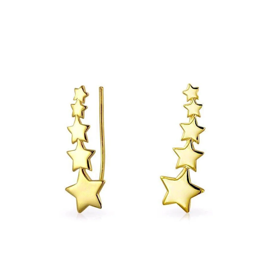 

wholesale gold plated online 925 sterling silver fashion earrings 18k gold plated blazing star ear climber earrings for women