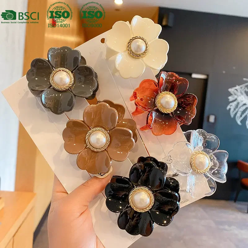 

new fashion flower claw clips wholesale glossy claw clip for women thin hair girl lovely hair clamps claw clip