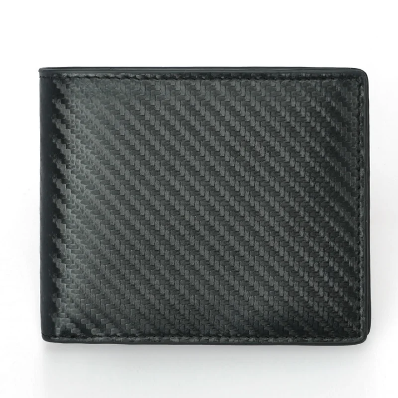 

Custom wholesale carbon fiber RFID Blocking Credit Card Holder wallet men genuine leather wallet, Black