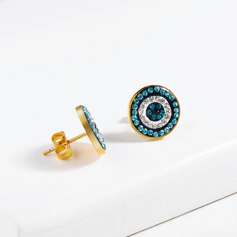 

BAOYAN Rhinestone Evil Eye Small Stud Earrings For Women 2019 Evil Eye Jewellery, Rose gold