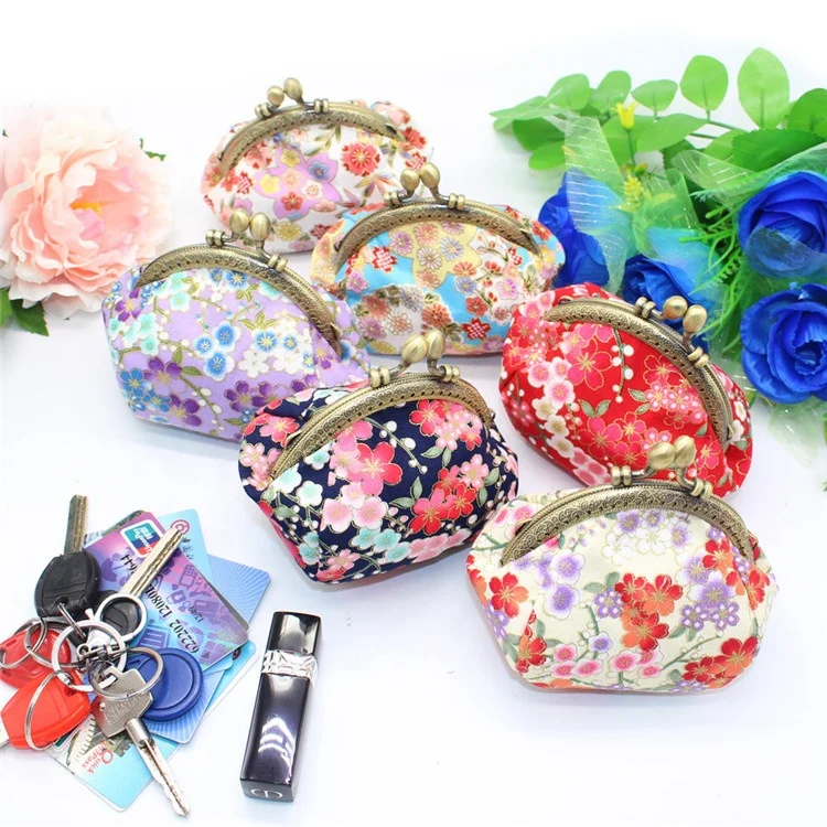 

Newest 9cm Key Packet Simple Retro Coin Purse Kiss Clasp Canvas Mini Bag, #1--#8