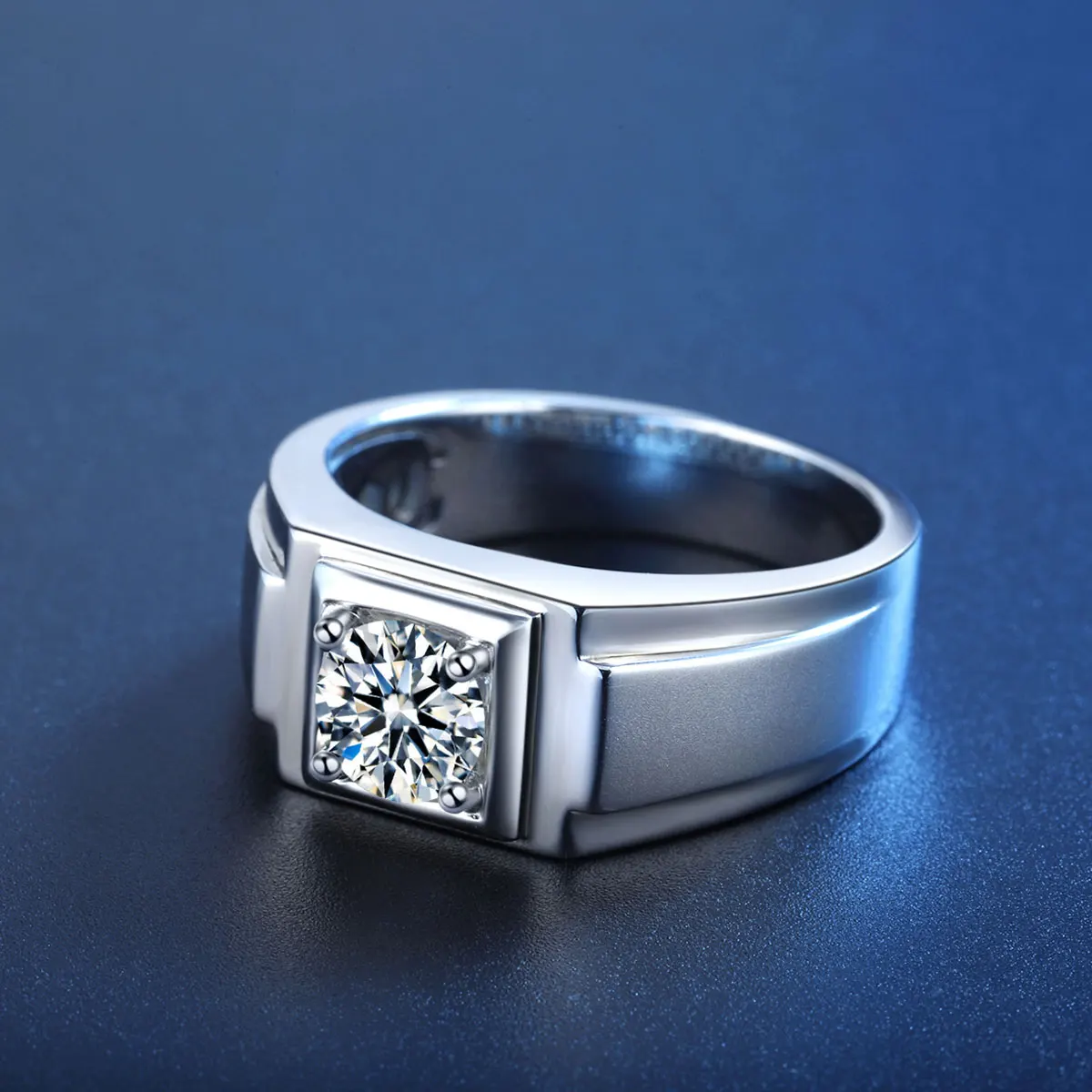 

2021 Hot Sale Style Rings for Men Father's Day Gift for Dad Anster wholesale S925 men ring wedding band 1ct solitaire ring, White