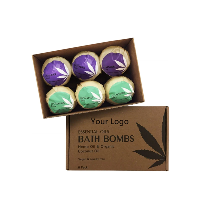 

Private Label Luxury Natural Essential Oil CBD Hemp Relaxing Bath Bomb Gift Set Natural Wholesale With Different Scents, Colorful+customized