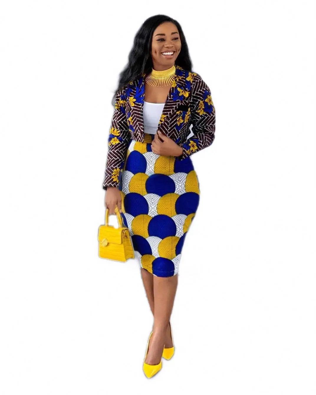 

2021 new design skirt and jacket set african two piece sets traditional african women dresses, As photo