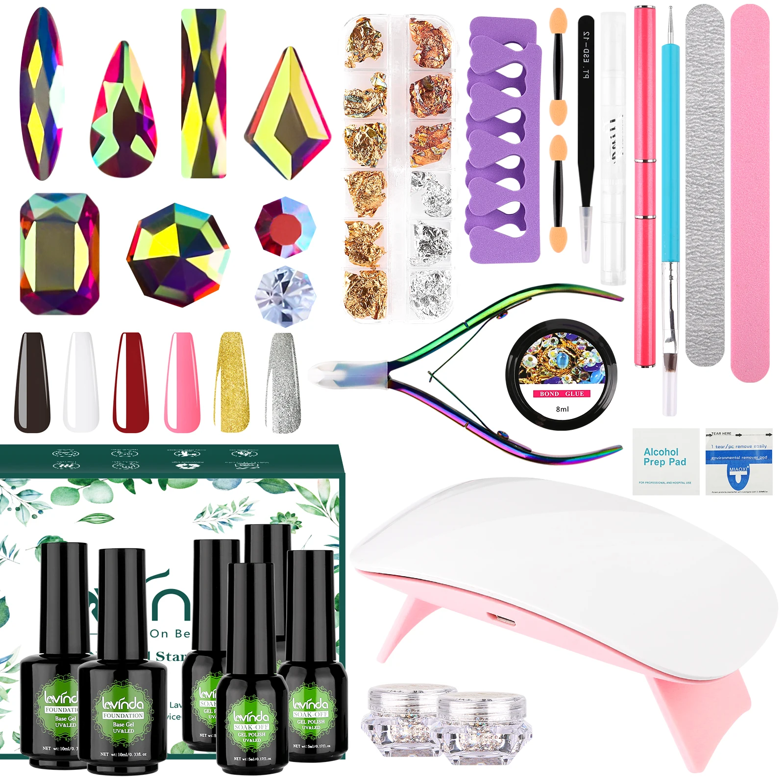 

Private label 6 Color Nail Polish Glue Set UV / LED Phototherapy Machine Lamp Nail Salon Nail Art UV Gel Kit/Set, 6 colors