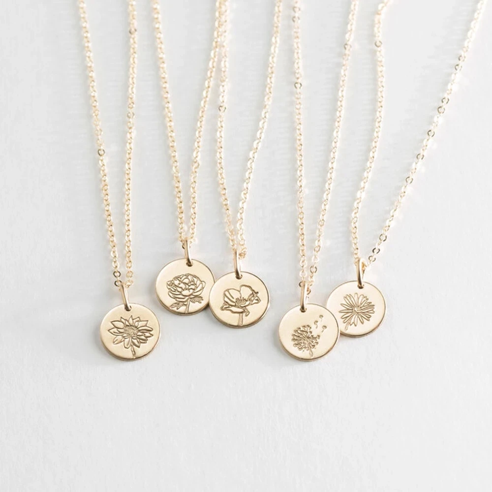 

12 Months Flower Pendant Necklaces for Women Birthday Jewelry 925 Sterling Silver Clavicle Necklace Collares Chain, Picture