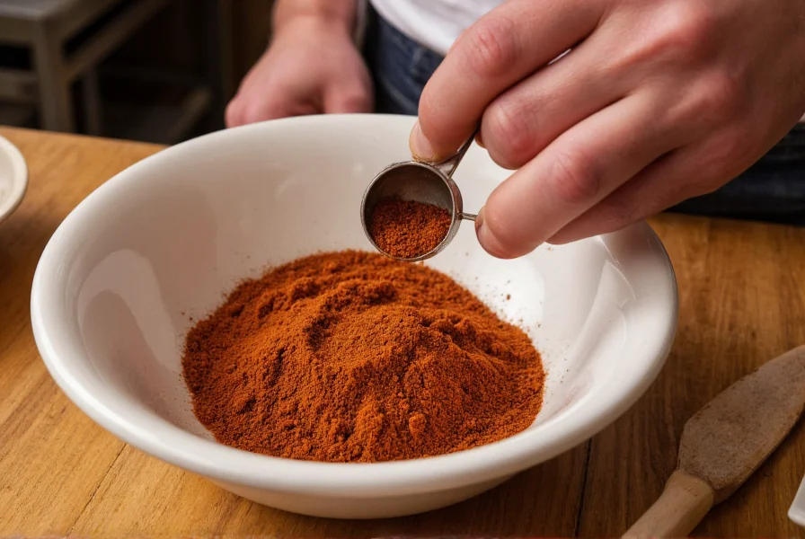 Chef's hand measuring spices into a bowl for cooking substitution