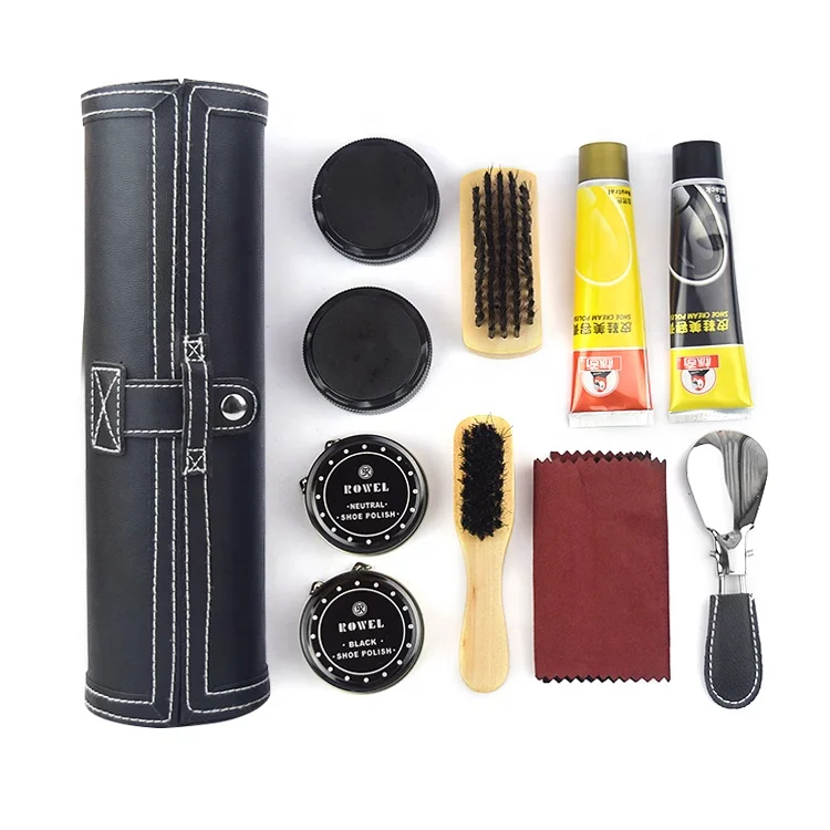 

Good quality Quality good market leather box shoe care kit on sale, Black