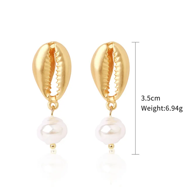 

Natural Shell Earrings Fashion Ocean Alloy Pearl Earrings for Women