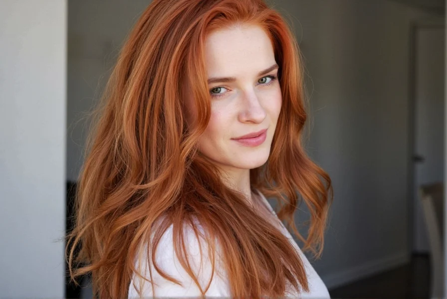 Professional color chart showing ginger brown hair color variations from light to dark with corresponding level numbers