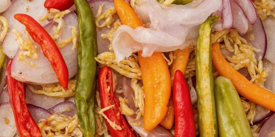 A close-up of the spice blend used in giardiniera