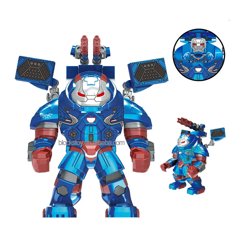 

XH1820 New Arrival Super Heroes Upgraded of Steel Iron Patriot Blue Metal Painting Figures Big Building Blocks Educational Toy