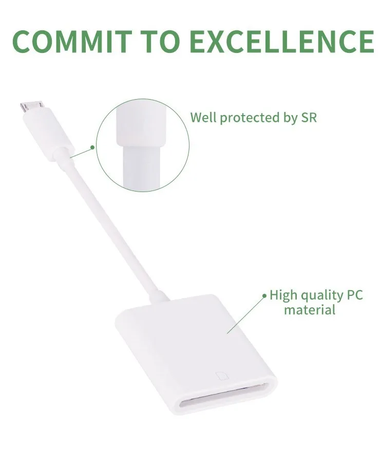White Micro USB to SD Card Reader SD Card Reader - ANKUX.COM