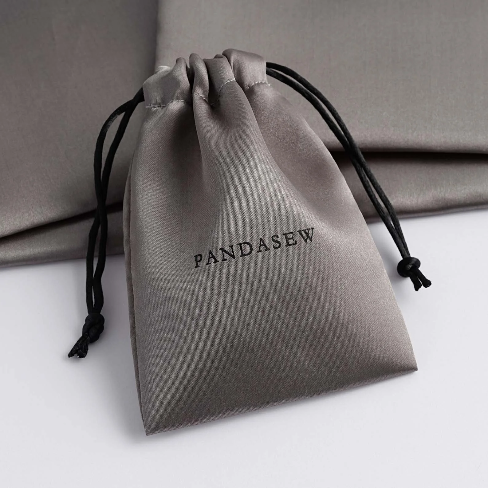 

PandaSew Custom Logo Printed Satin Jewelry Pouch Hair Shoes Dust Cloth Cosmetic Drawstring Bag, Accept customized color