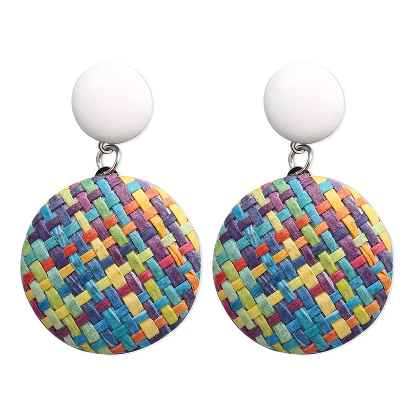 

Retro simple braided round stud earrings for women