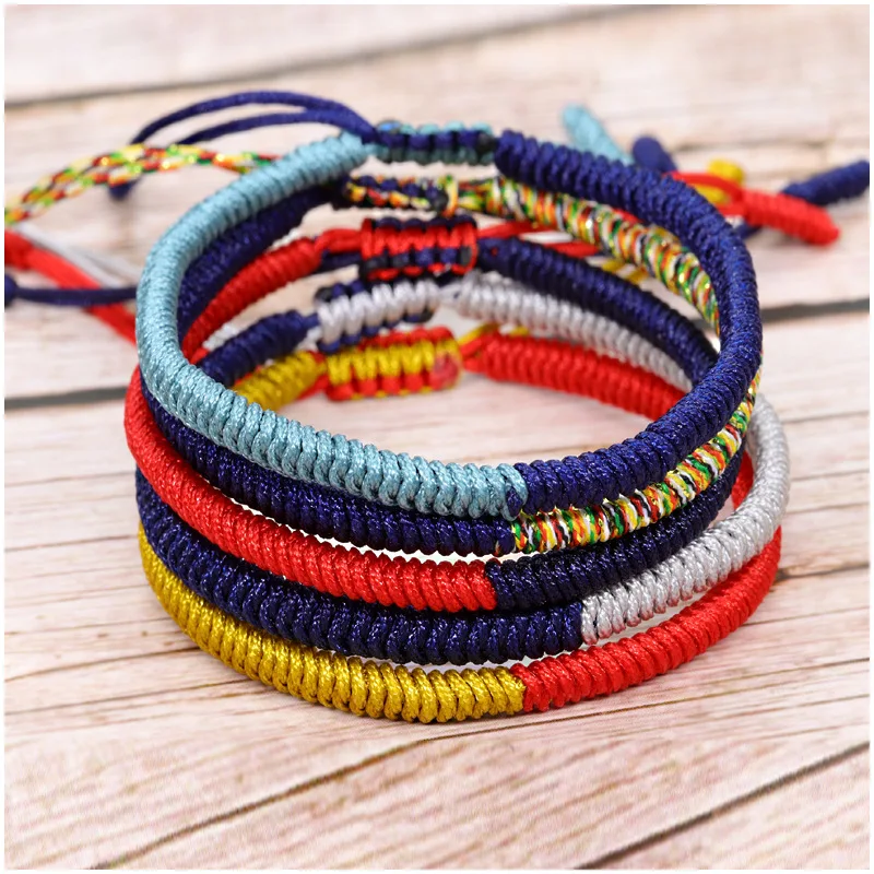 

Hot Retro  Woven Friendship Bracelet Braided Rope Handmade Bracelet Buddhist Bracelet For Women Jewelry, Colorful