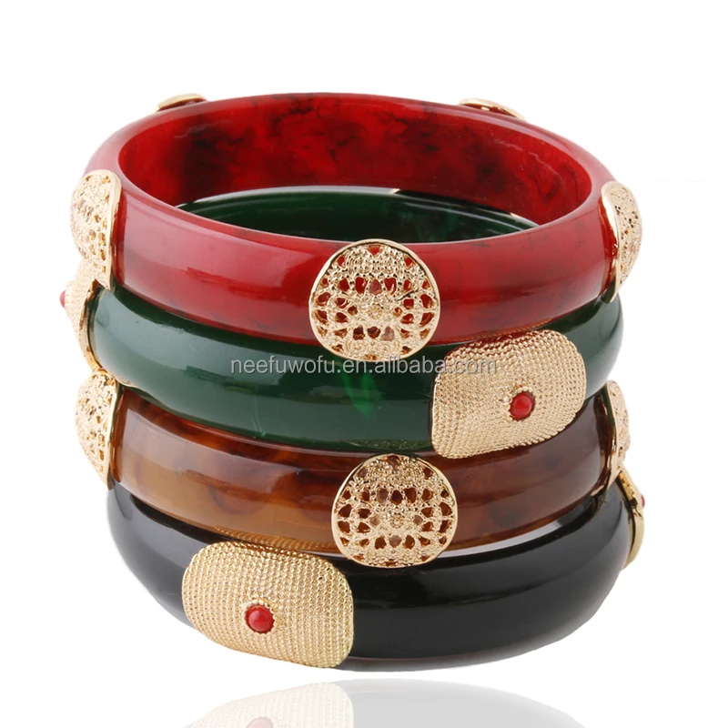 

NeeFuWoFu Resin large Bracelet Wide Bangles Exaggeration Bohemia de Madera Pulseira Estrela de Cinco Elastic Perles, Picture