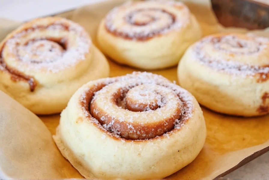 Close-up of hands rolling cinnamon roll dough with ruler showing proper 18x12 inch dimensions
