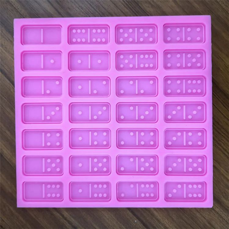 

Y1078 RTS DIY Epoxy Resin Shiny Silicone double wall Domino Mold, White, pink