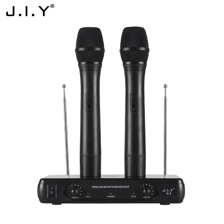 

J.I.Y V2 Wireless Microphone Professional VHF KTV Condenser For Stage Karaoke Amplifier Handheld Microphone, Black