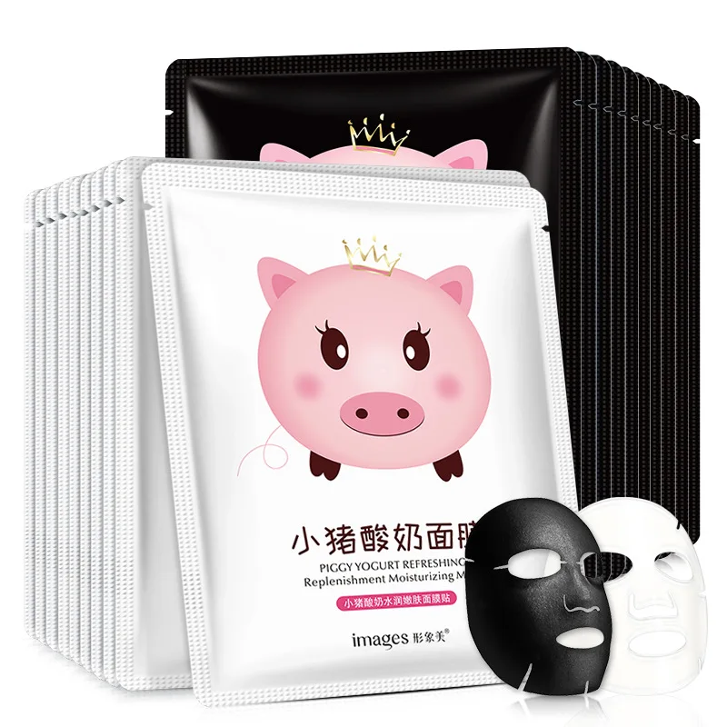

Small Pig Yogurt Hyaluronic Acid Whitening Moisturizing Anti-aging Black Charcoal Face Mask, White