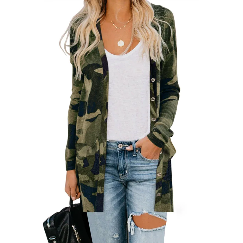 Autumn Fashion Long Sleeve Open Front Button Down Cardigans For Women