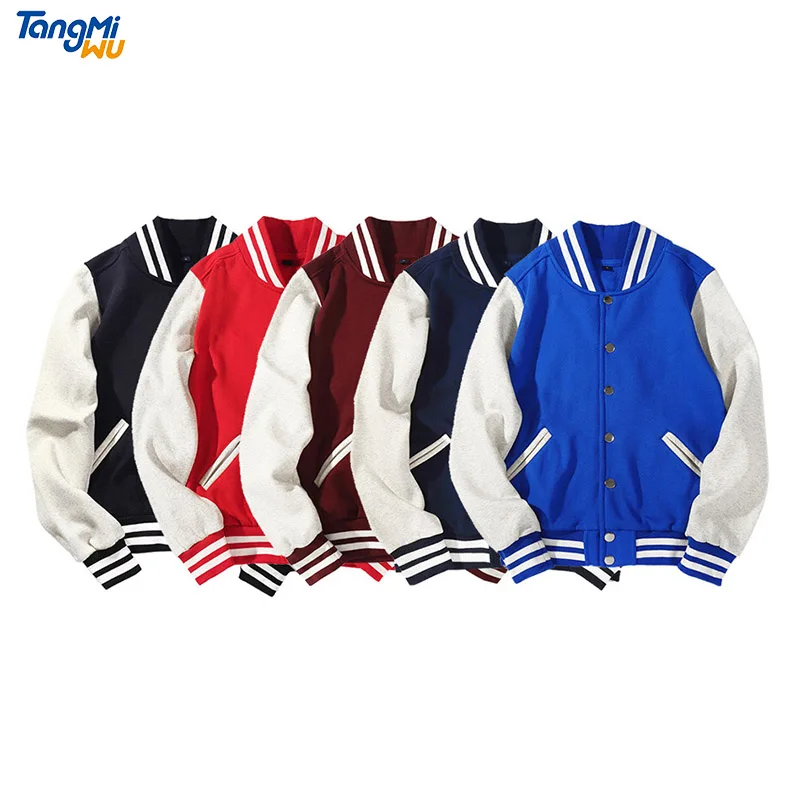 

TMW wholesale autumn slim fit blank men's jackets chaqueta de beisbol patchwork long sleeve letterman varsity jacket