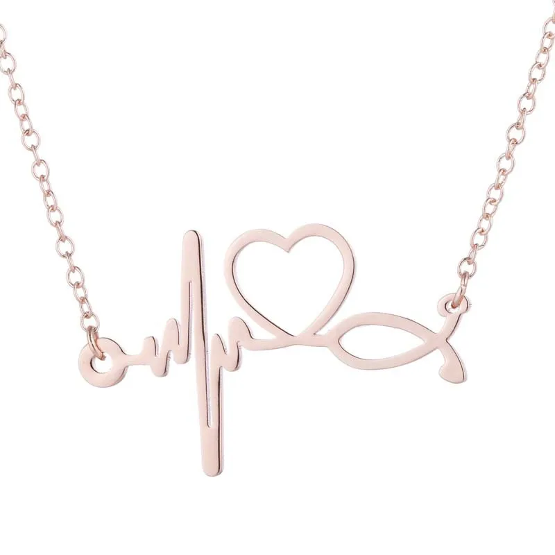 

WIIPU Stainless Steel Camera Pendants Necklaces for Women Simple ECG wave Necklace Choker Jewelry Friend Gifts, Gold,silver,black