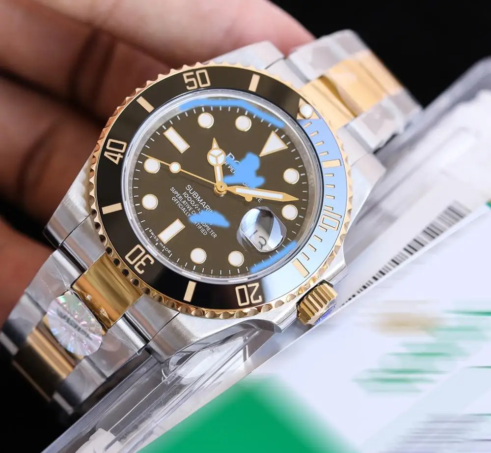 
rollex noob watch N factory V9 two tone submarine 116613 noob diver watch 2836 movement 