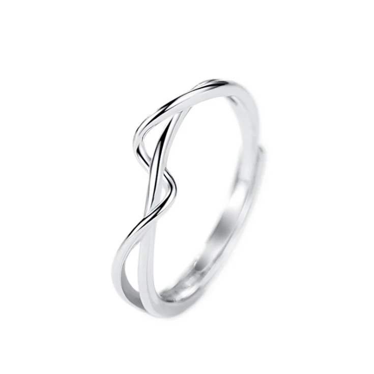 

2021 New Minimalist Geometric Winding Line Opening Ring Settings Without Stones Silver Women Ring