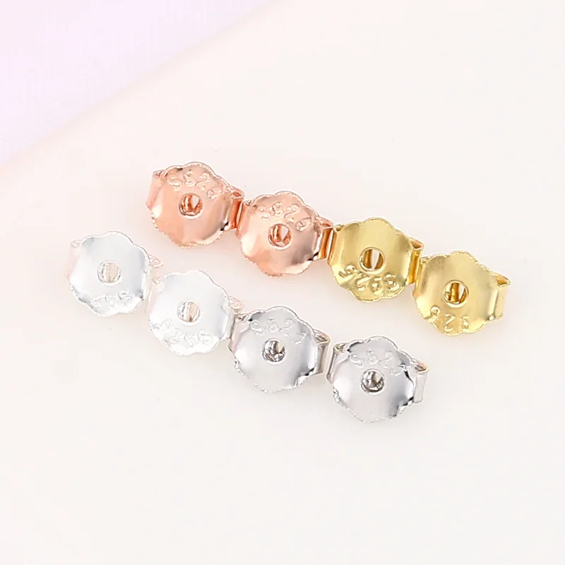 S925 Solid 4colors 925 sterling silver earring accessories gold silver clip on earring backs