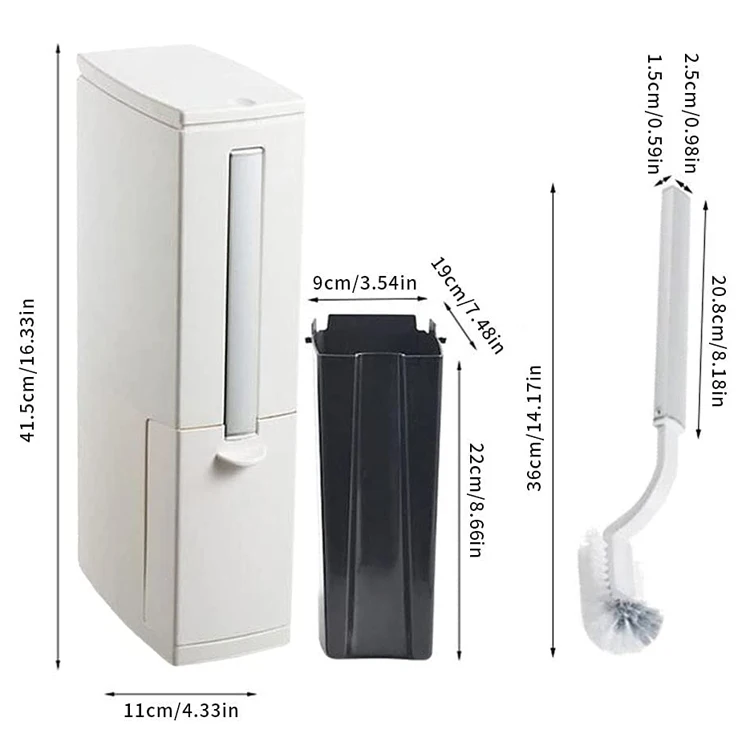 

Plastic Eco Friendly Toilet Brush Waste Bin Set Storage Bucket 3 in 1 Bathroom trash can with toilet brush holder