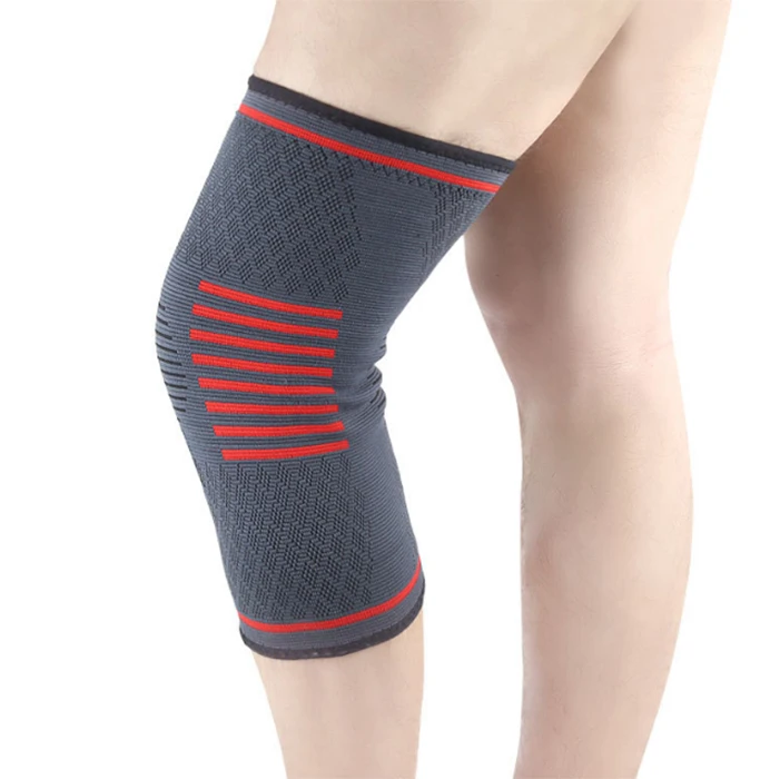 

Running Basketball Riding Fitness Anti-Skid Men Women General Breathable Nylon Knee Pad New Knitting Sports Kneepads, Red