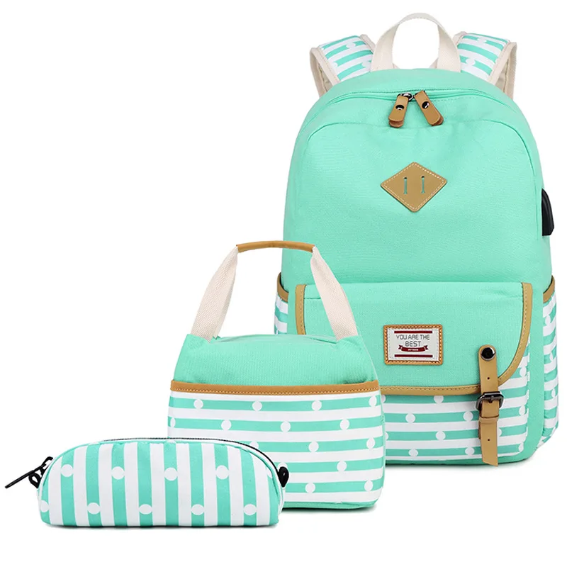 

Canvas School Backpack for Girls with USB Charging Port Fashion backpack for school bag for girls, Customized color