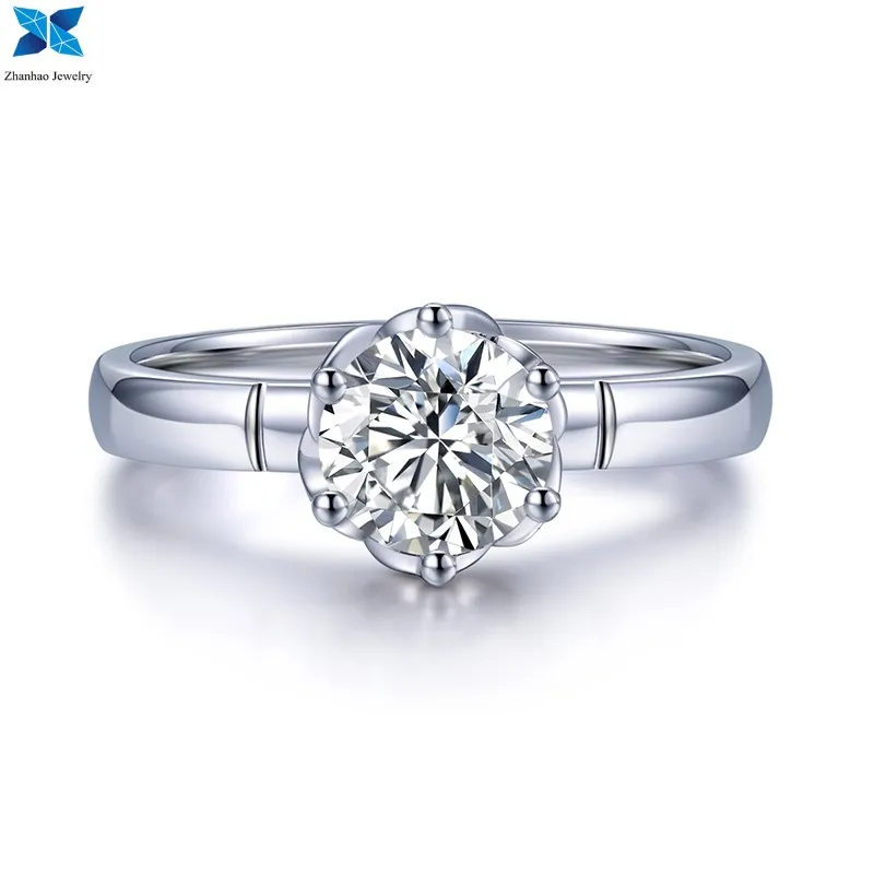 

18K moissanite ring flower factor prong setting customized US size
