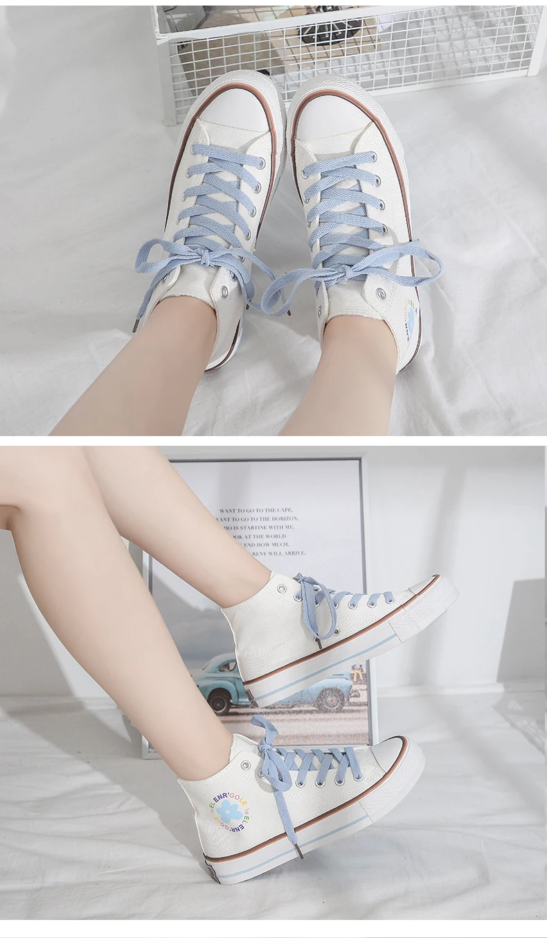 Print High Cut Canvas Women's Shoes Korean Version Of The Trend ...