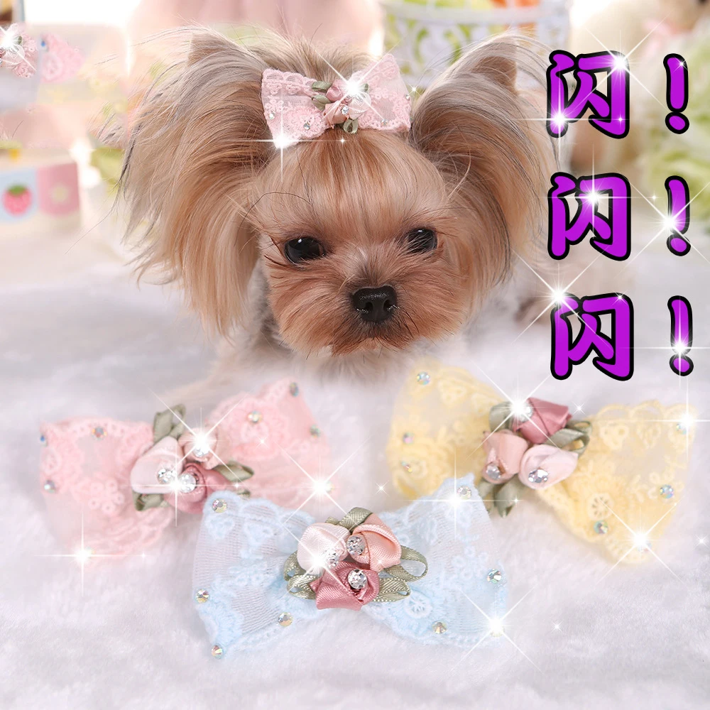 

Pet Hair Accessories Noble princess Small Pet Puppy Cat Hair Bows with Rhinestone