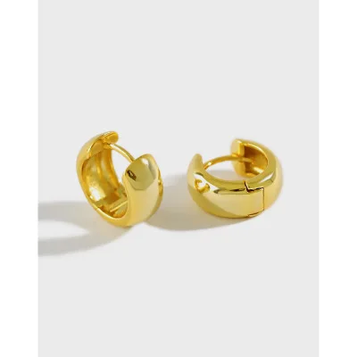

Temperament Women Eardrop 925 Sterling Silver Half Circle Huggie Earrings 18K Gold Plated Circle Earrings