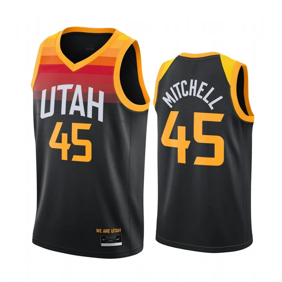 

2020-21 latest UTAH city edition jazz naturally grifted utah basketball uniforms newest 45 Donovan Mitchell basketball jerseys