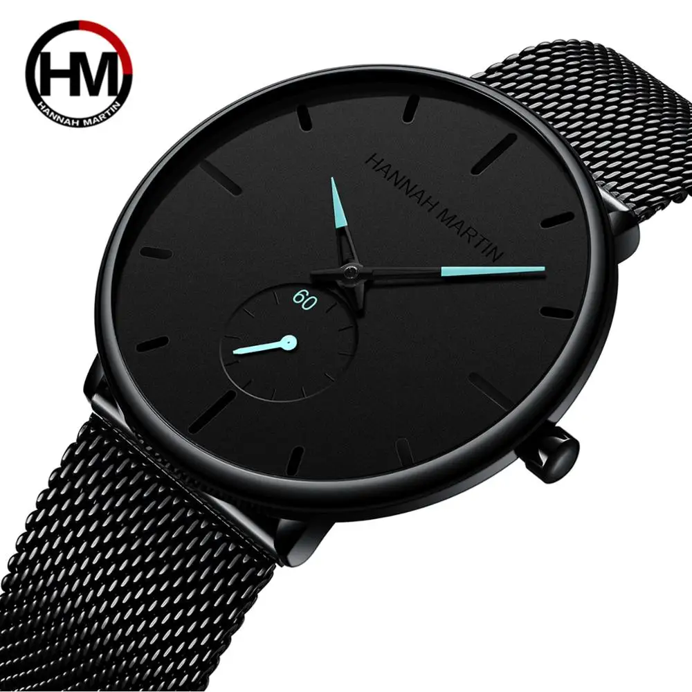 

Hannah Martin 2140 Fashion Mens Minimalist Quartz WatchWrist Ultra Thin Casual Slim Mesh Steel Waterproof Watches Men Wrist, As pictures